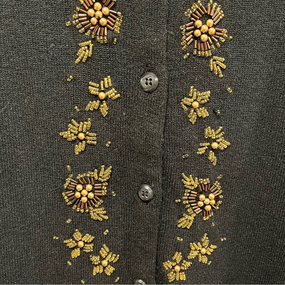 Villager by Liz Claiborne Black Beaded Cardigan, Womens Size XL - Picture 6 of 9